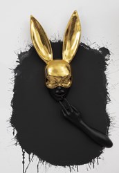 Mischief Sculpture, Edition of 35 Black and Gold by Mila Alexander - Original Wall Mountable Resin Sculpture sized 9x25 inches. Available from Whitewall Galleries